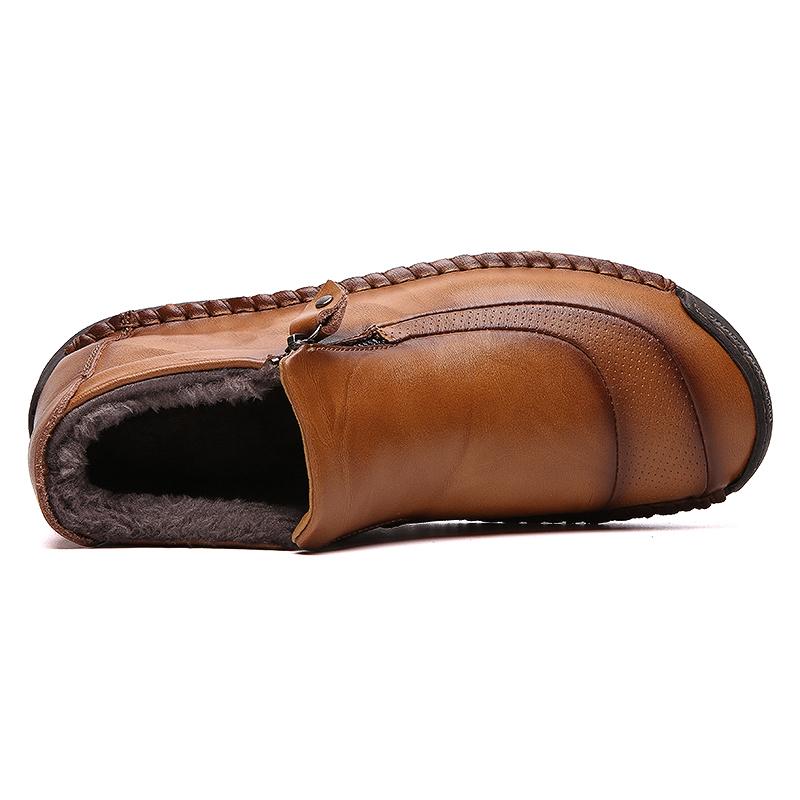 Fashion New Fashion Men Boots High Quality Split Leather Ankle Snow Boots Shoes Warm Fur Plush Winter Shoes Plus Size 38-48