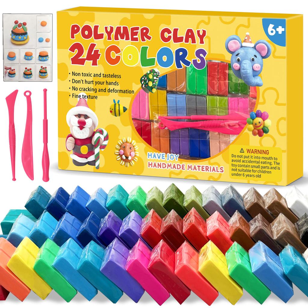 Polymer Clay,Modeling Clay for Kids, Non-Sticky Oven Bake Clay with Sculpting Tools, Christmas Gift for Children and Artists