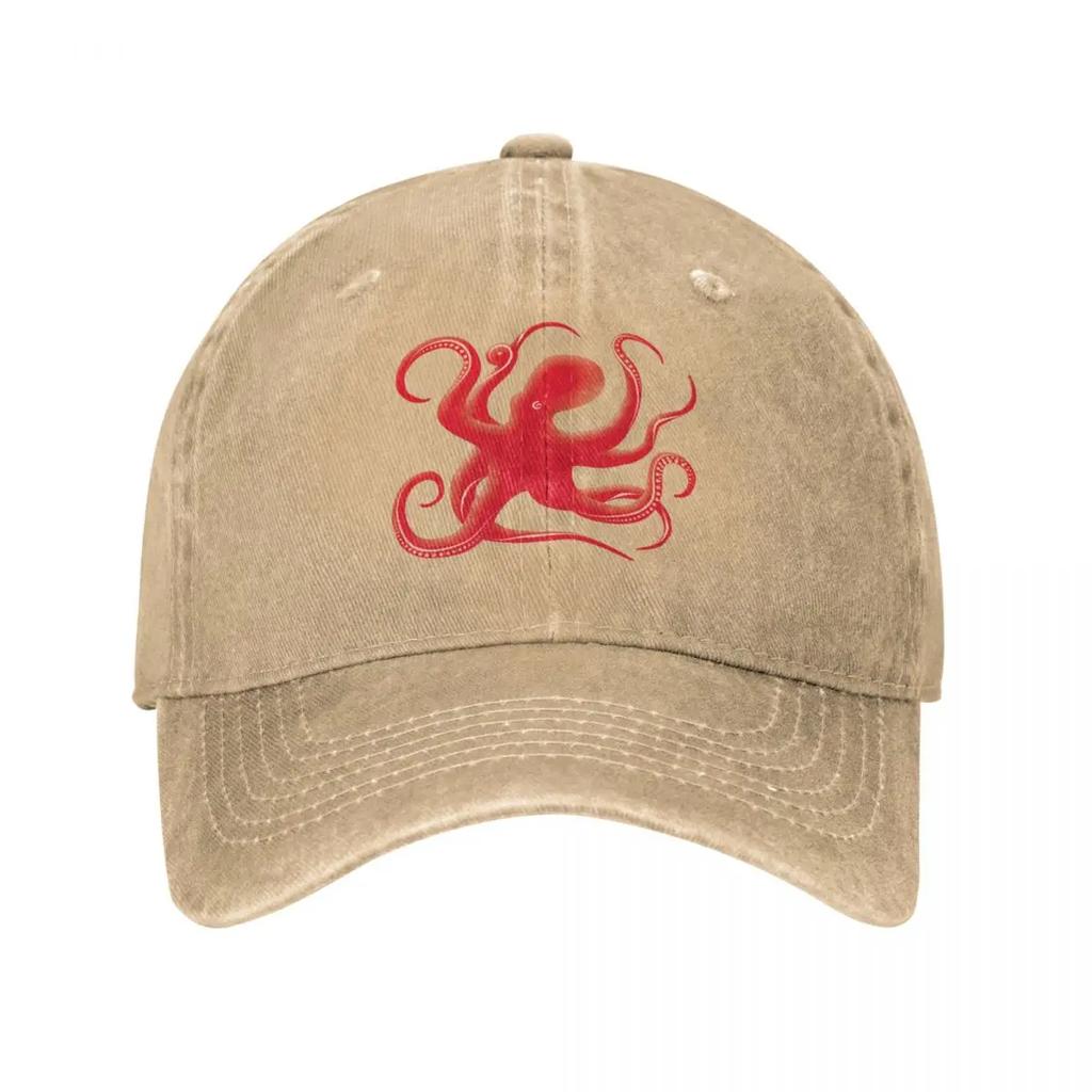 Red Octopus Silhouette Baseball Cap Hats Anime Hat Cap For Women Men'S