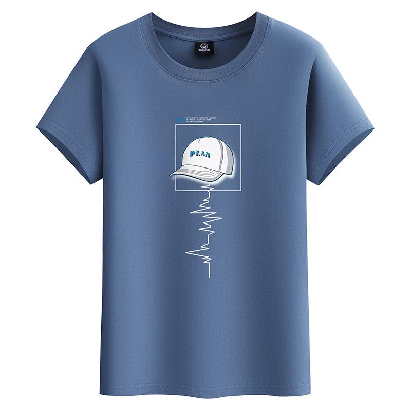 

2024 Мужская молодежная футболка свободного кроя из хлопка с коротким рукавом 6XL (215-230 jin)