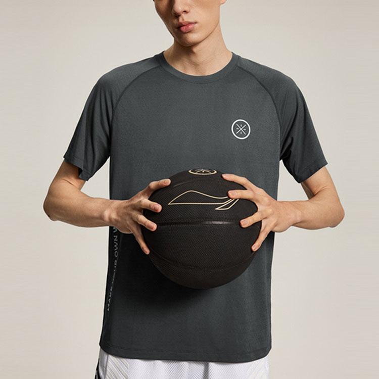 Li-Ning Wade Series Letter Round Neck Comfortable Versatile Breathable Short Sleeve T-Shirt Men Tops Slate-Gray ATSU071-1