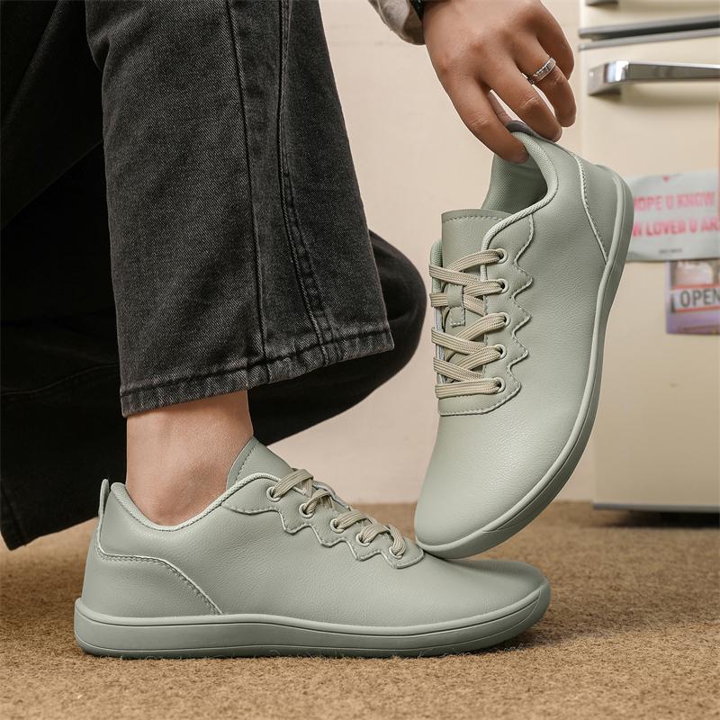 Wide Toe Walking Flats Fashion Business Casual Shoes Waterproof PU Leather Gym Fitness Sneakers