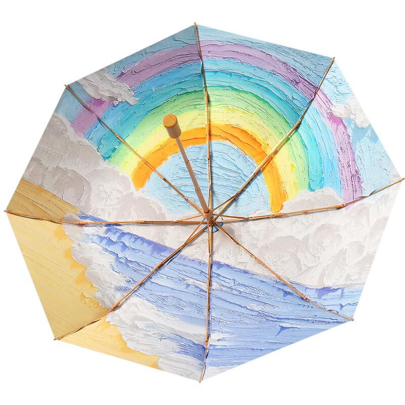 Tian Xiu Mei Rainbow Ink Painting Three-Fold Sun Umbrella