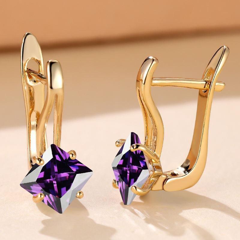Chic Spring Summer Rhombus Zircon Earrings Minimalist Dangle Studs Versatile Fashion Jewelry For Women Daily Wear