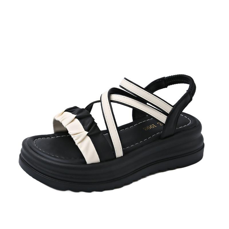 

Sandals women s new summer platform niche shoes cross strap beach shoes women 40 чёрный