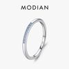 Minimalism 925 Sterling Silver Simple Blue Opal Pave Setting Finger Ring Trendy Stackable Wedding Jewelry For Women Gift