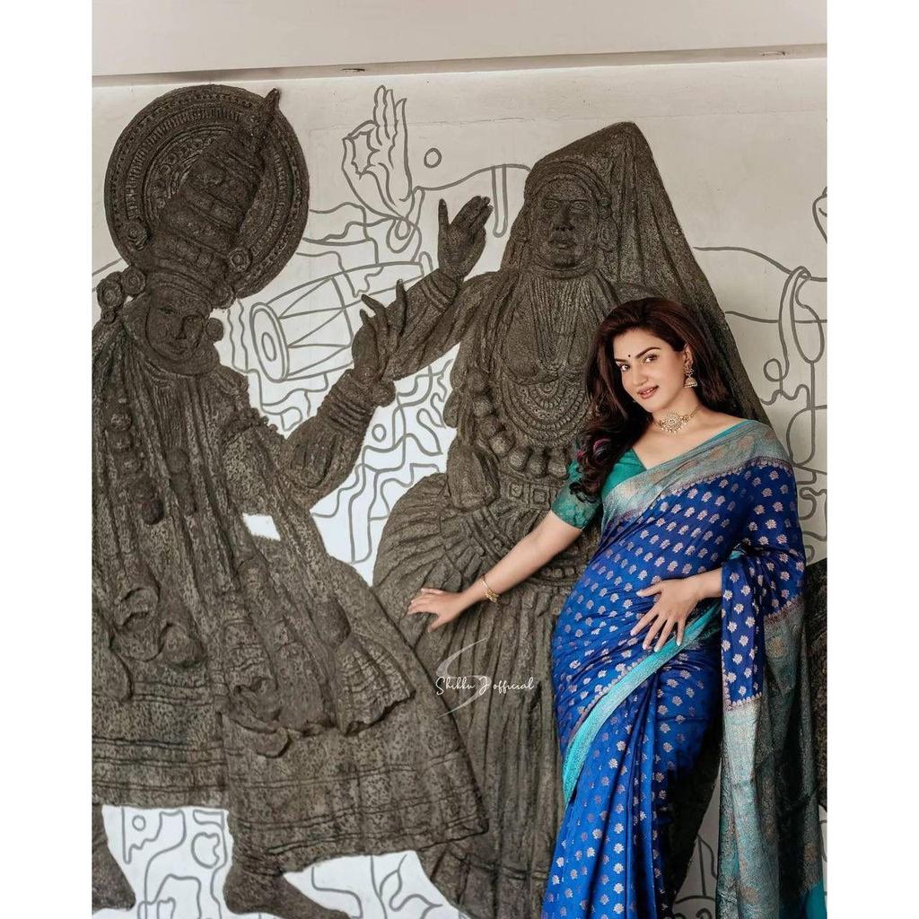 Dieser wunderschöne Saree ist elegant mit wunderschönem solidem Jacquard-Gewebe verziert, das dem Outfit einen perfekten Look verleiht.