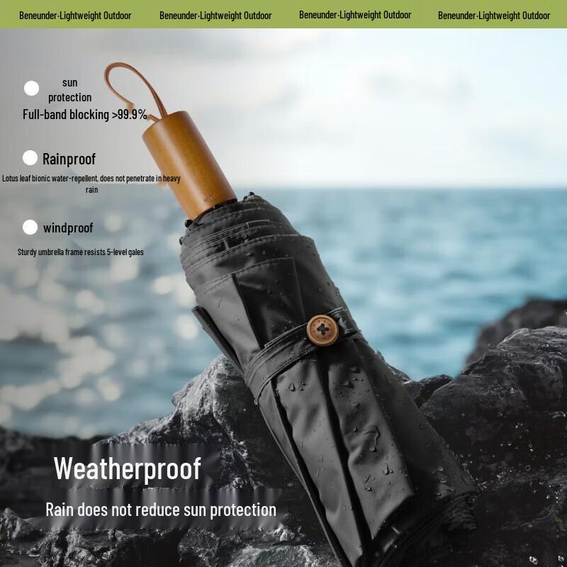 beneunder Three-Fold UV Protection Travel Umbrella