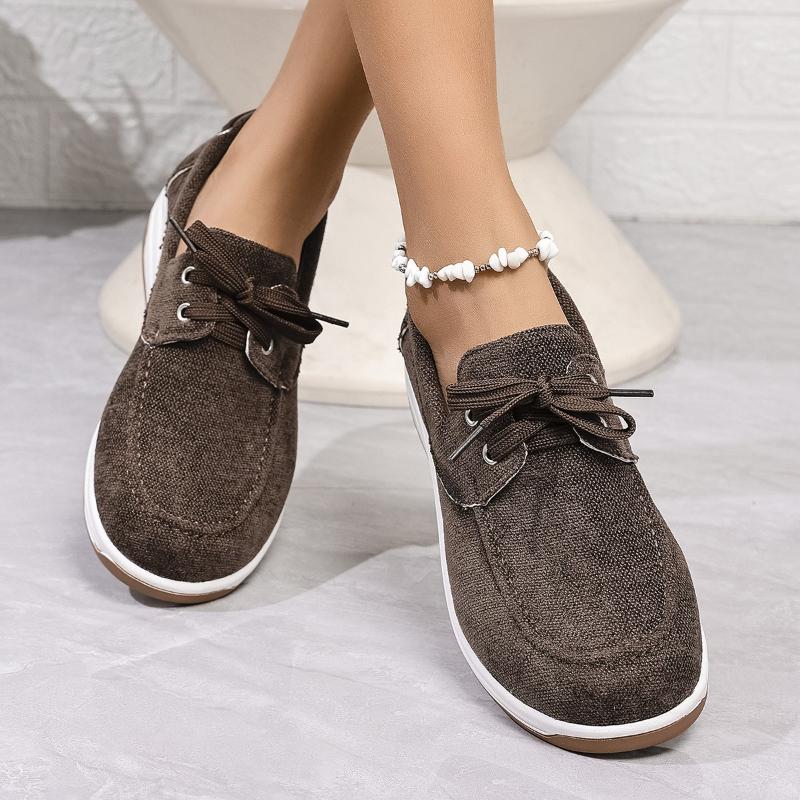 New Large Casual Shoes 2025 Spring and Autumn New Round Head Thick Bottom Canvas Shoes Flat Casual Women Shoes Zapatos De Mujer