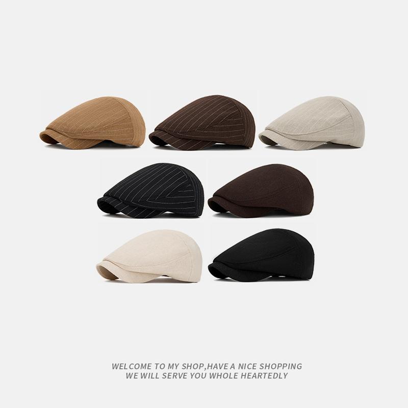 Men's Spring Cap Striped Beret Retro Forward Cap Women's British Newspaper Boy Hat Sun Hat