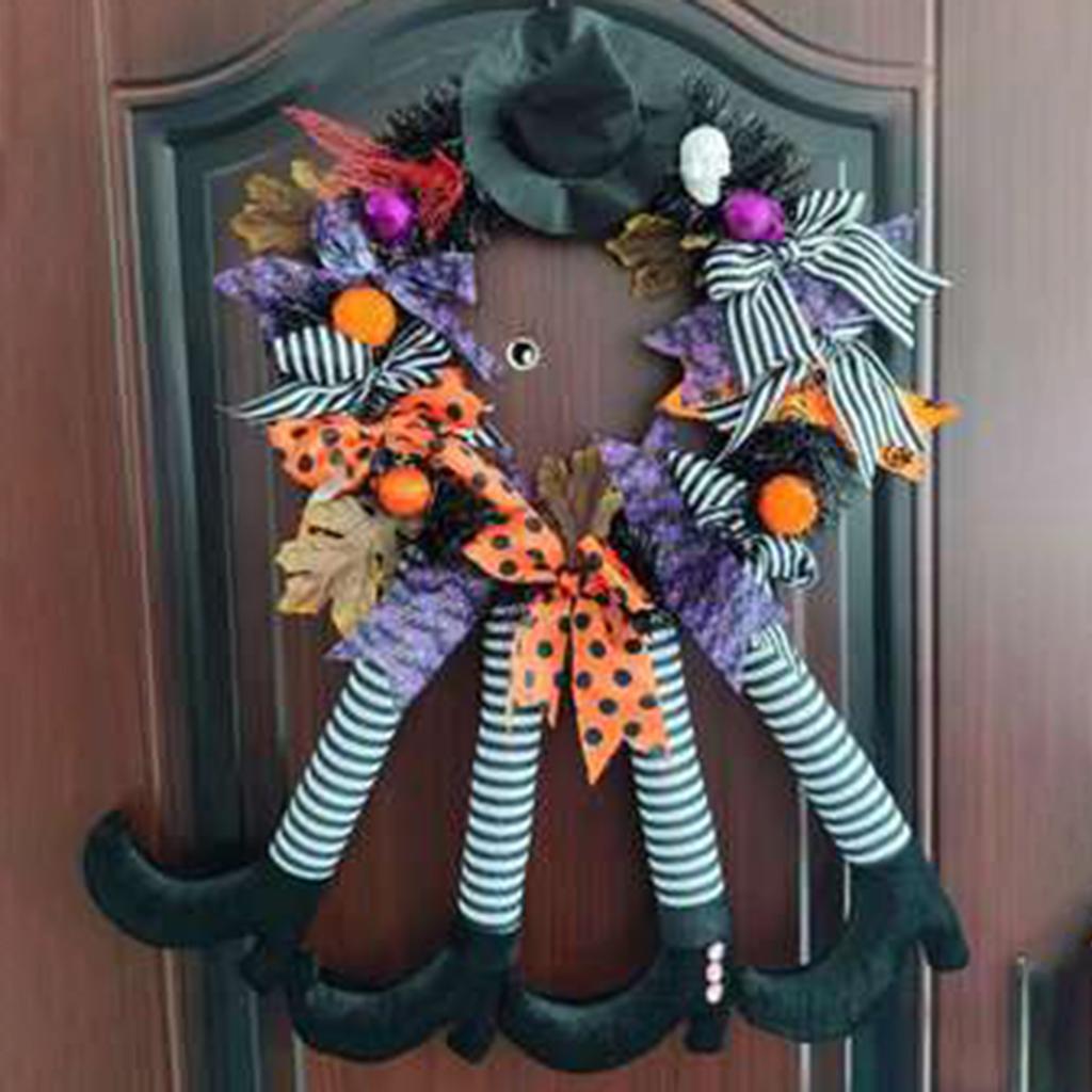 Witch Leg Wreath Halloween Decoration with Realistic Design for Outdoor and Indoor Use