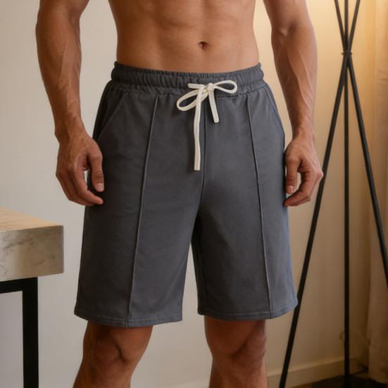 Men Shorts Elastic Waistband Drawstring Design Summer Sport Pants with Pockets Quick Drying