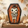 Fall Farmhouse Tabletop Centerpiece Vintage Halloween Wooden Decor, Cat Mummy Skeleton Figurines, Decorative Signs for Fireplace Shelf Mantel