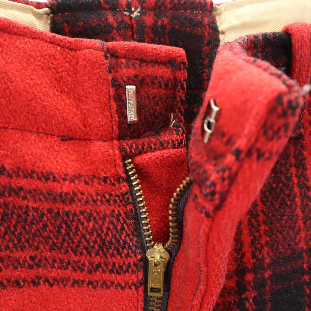 BOAT SAIL DRILL 70s Vintage Check Pattern Hunting Pants Red Men's Used