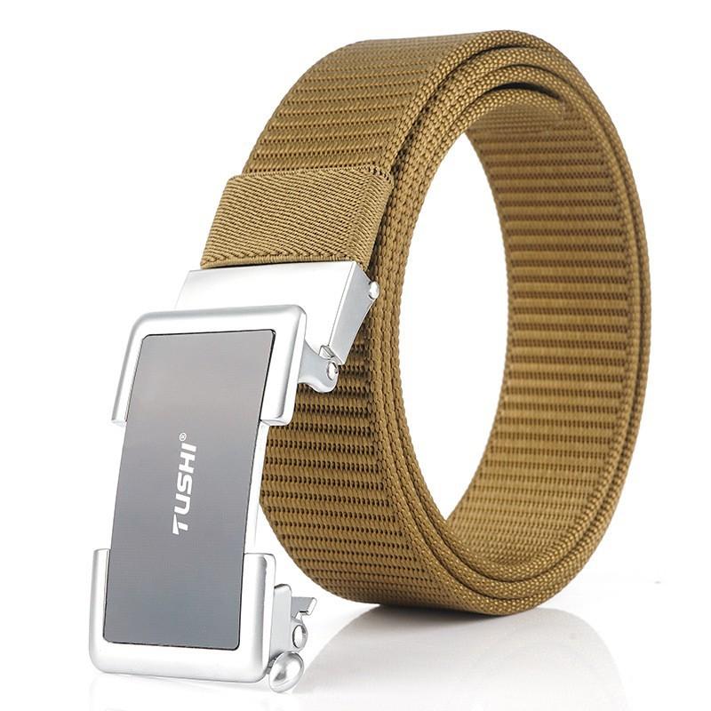 Canvas Jeans Men Belt Student Youth Korean Style Pants Casual Automatic Buckle Nylon