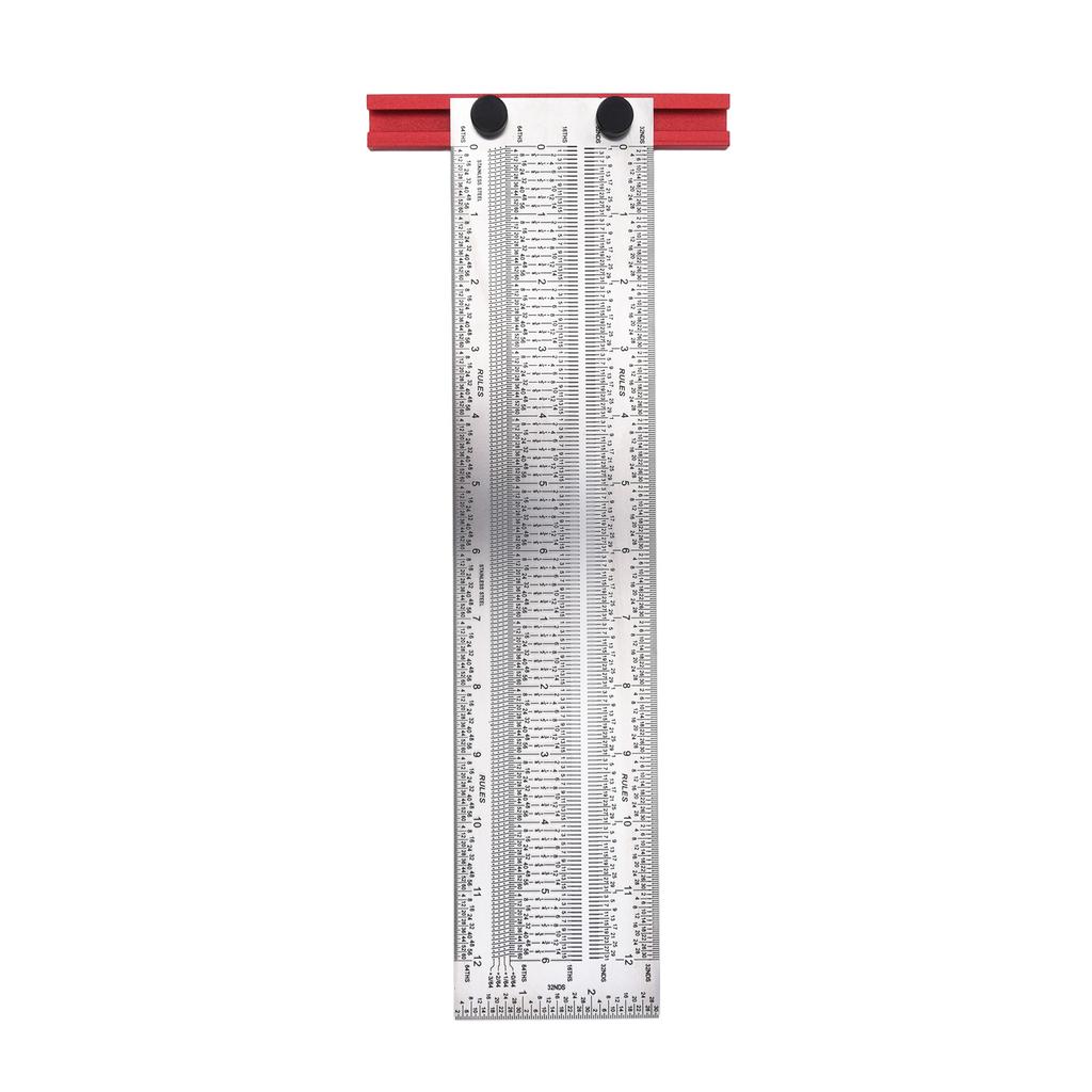 T Rule Stainless Steel Silver Scribing Ruler Woodworking Measuring Tool Positioning Gauge 12in