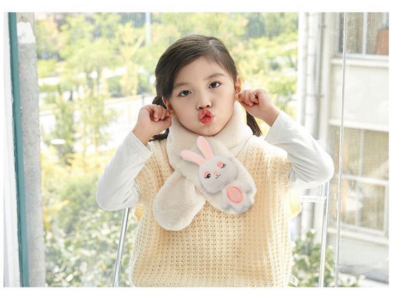 Autumn & Winter Plush Children's Scarf: Cute Korean-Style Rabbit Neck Warmer for Cold Protection