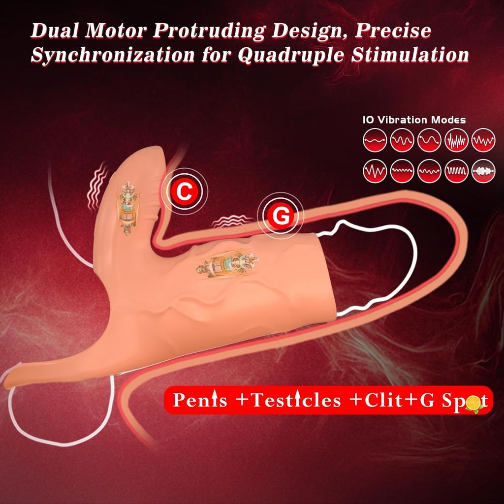 Vibrating Penis Holster with Clitoral StimulatorPenis Ring, Penis Ring Vibrator Extender for G-Spot Stimulation, Male Couples Sex Toys