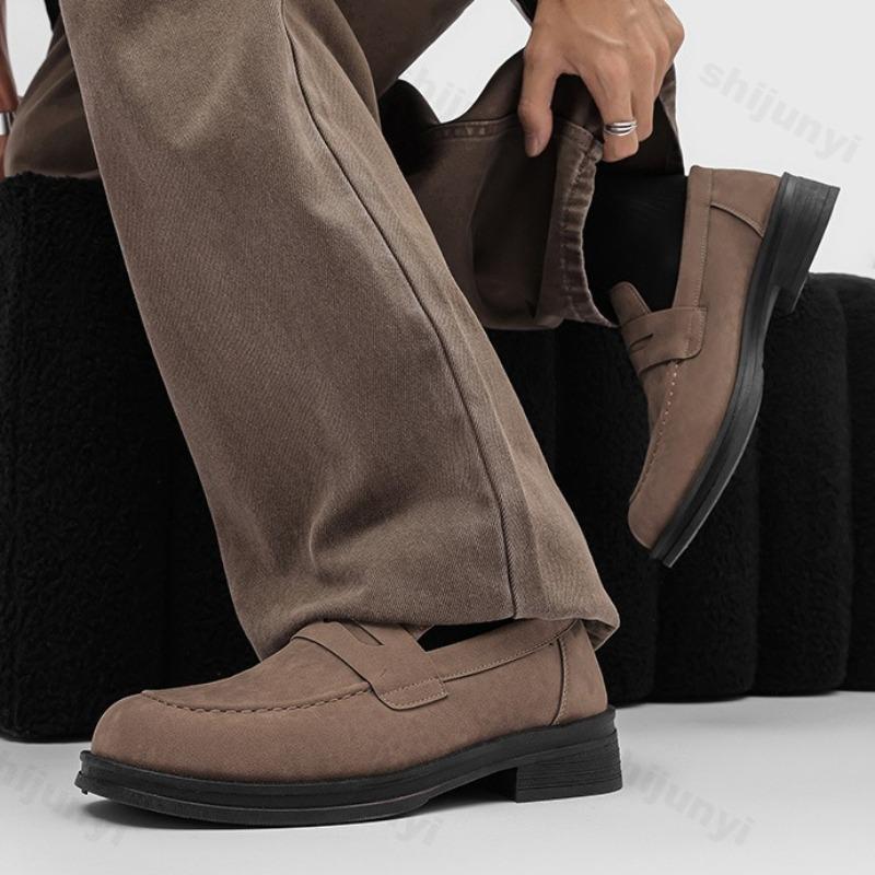 Fashion Retro Business Casual Shallow Mouth Thick Soled Shoes for Men 2025 Autumn New Comfortable Versatile British Style Loafers Shoes