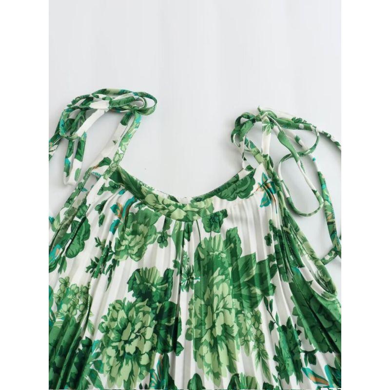 Kaslead New Arrival Women's Fashion Style Fashion Casual Lace Up Holiday Floral Print Beach Dress