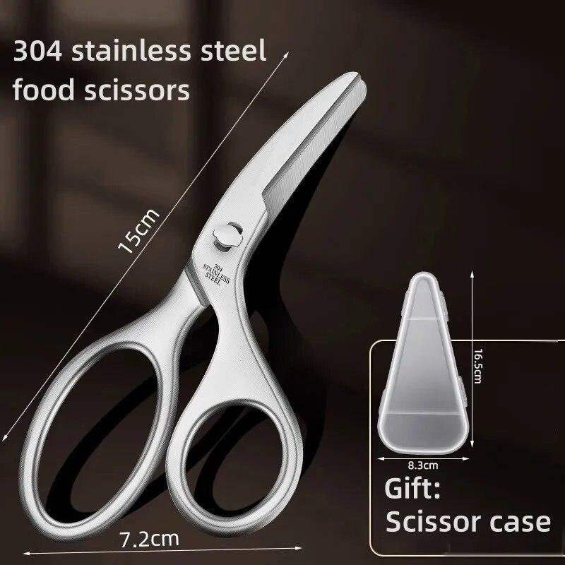 Kitchen Food Scissors Stainless Steel For Baby Food Cutting Toddler Feeding Aid Scissors with Case Baby Safety Tableware Health