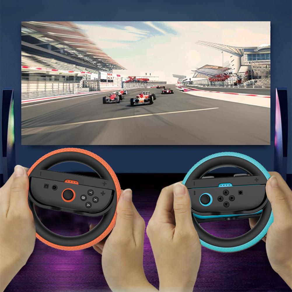 1/2Pairs For Nintendo Switch 2 Racing Steering Wheels with Silicone Pad L/R Handle Steering Wheel Game Controller Accessories