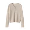 Women's Pure Cashmere Round Neck Loose Fit Sweater with Rolled Edge