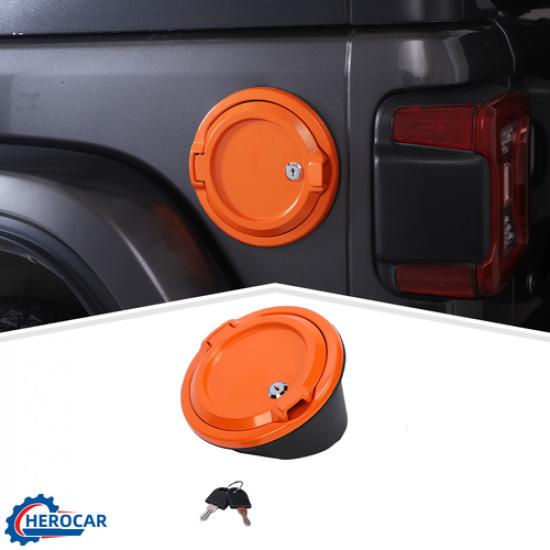 Orange Fuel Filler Door Gas Tank Cap Cover w/ Key Lock for 18+ Jeep Wrangler JL