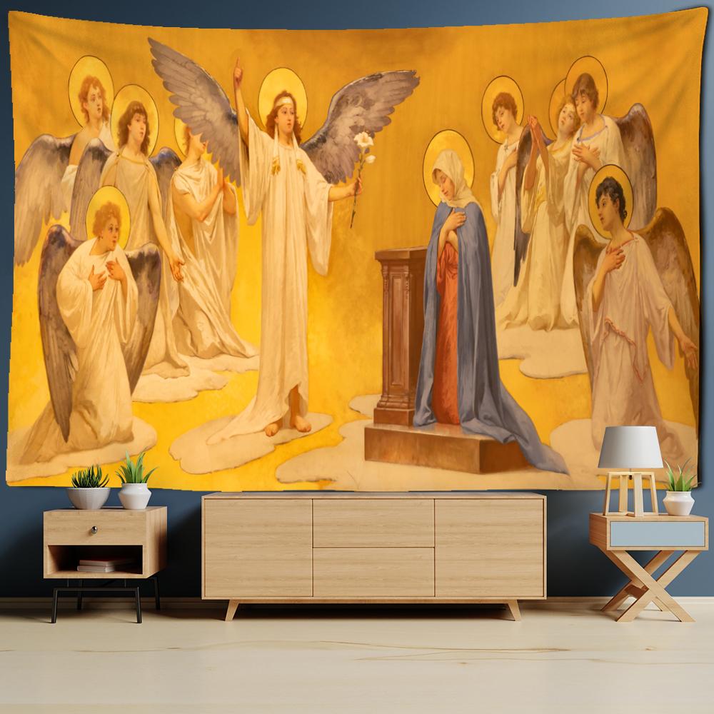 Religious Portrait Tapestry Wall Hanging Bohemian Hippie Abstract Psychedelic Witchcraft Simple Art Room Home Decor