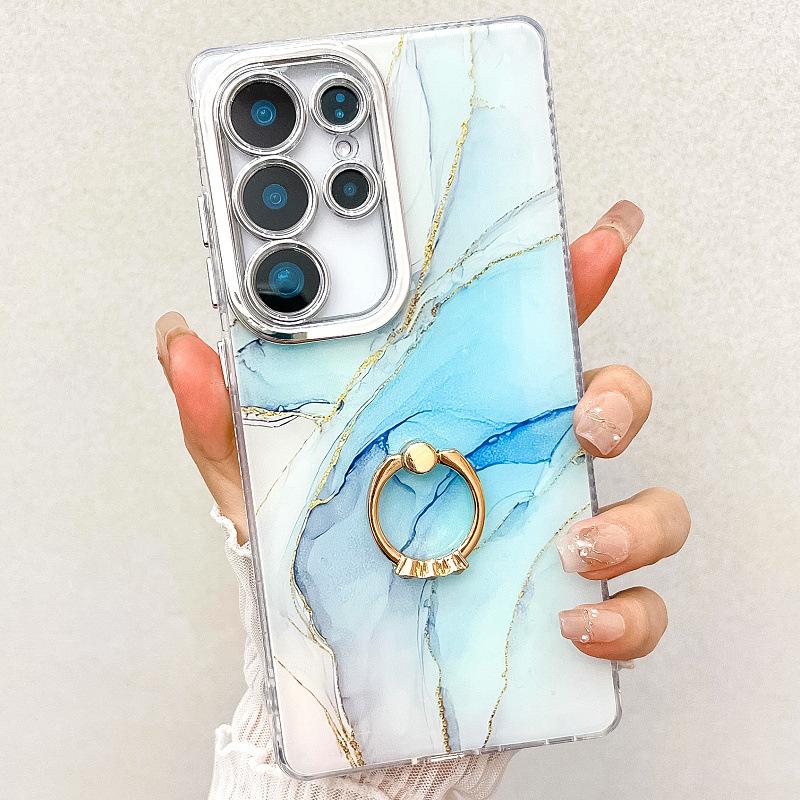 Suitable for Samsung S25 Mobile Phone Case Double Layer IMD Electroplated Marble S24plus Ring A16 Mobile Phone Case