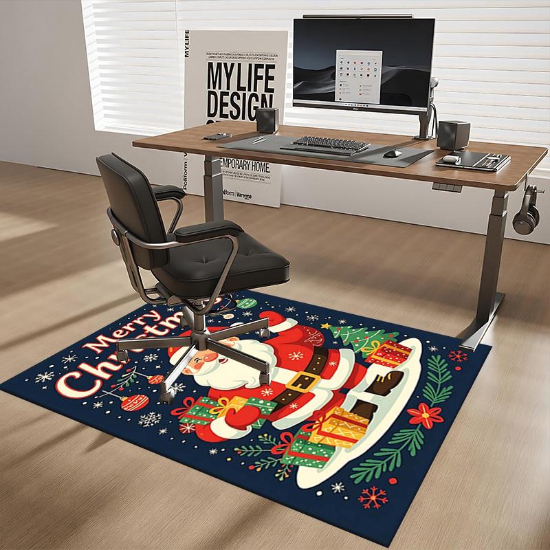 Christmas Santa Claus Chair Mat - Anime Cartoon Design, Non-Slip Carpet for Office, Home Decor, Living Room, Bedroom, Gaming Room & Dormitory.R030