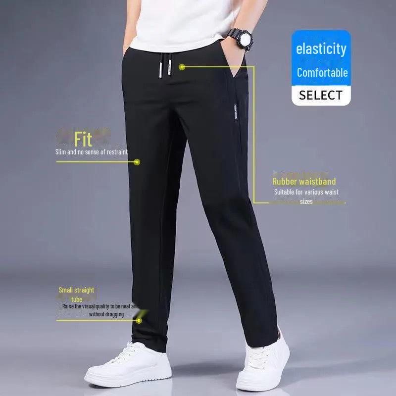 Men's Ice Silk Breathable Stretch Casual Pants - Loose & Slim Fit Summer Trousers