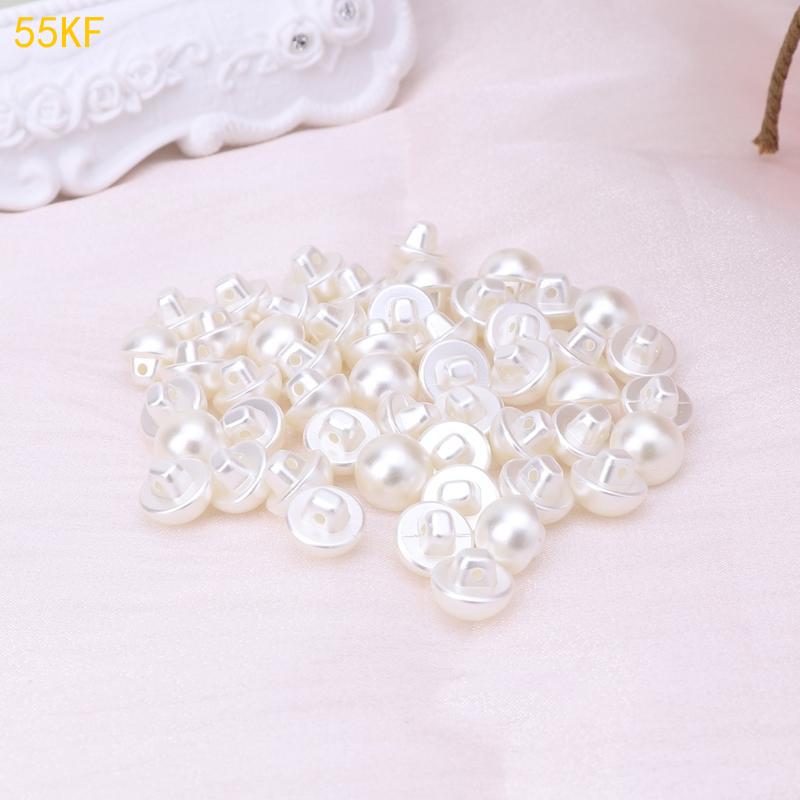 55KF 50Pcs Faux Pearl Buttons Fit Sewing Scrapbook Backhole Sewing Crafts 10/11.5mm
