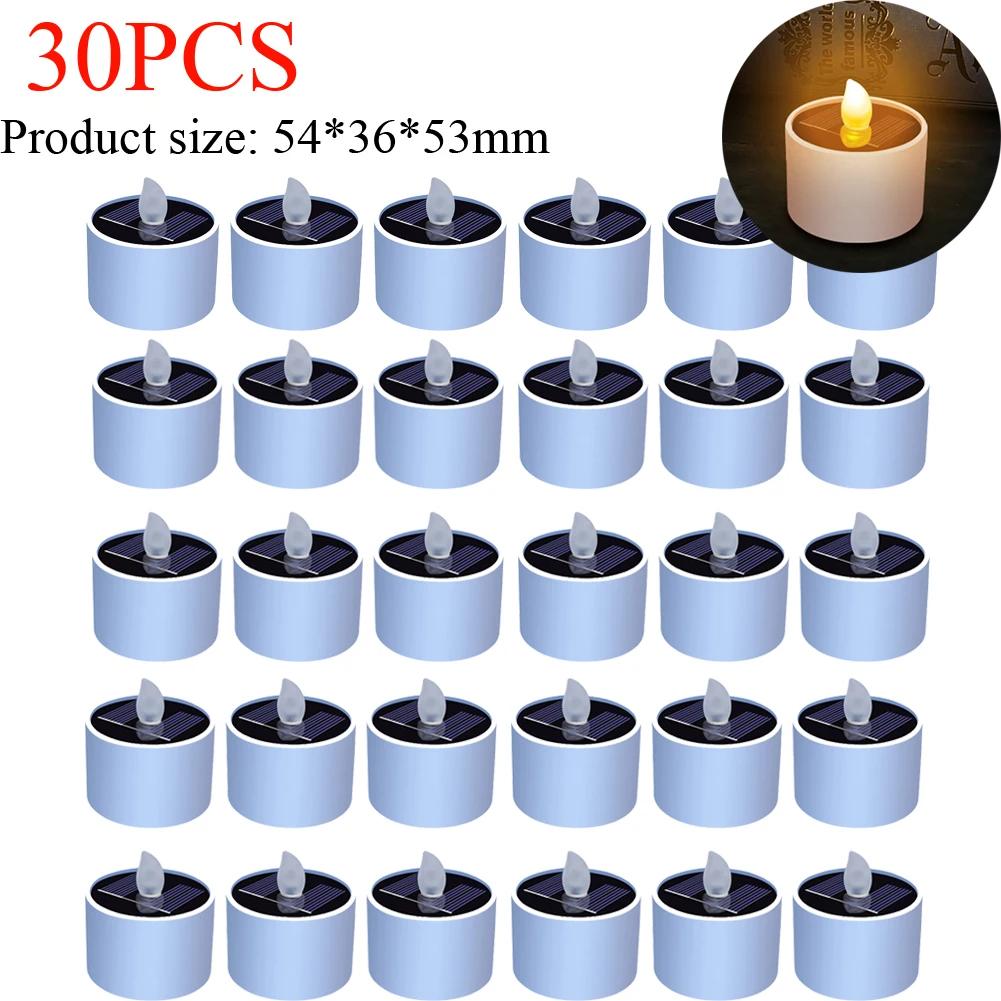 30pcs Solar Tea Light Led Candles Flameless Outdoor Waterproof Solar Tea Lights Rechargeable Candles for Party Garden Home Decor