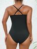 European & American Sexy Lace Strap One-Piece Swimsuit: Women's Backless Ice Silk Ribbed Swimwear 2026