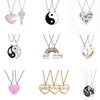 Zirkon Beste Freunde Zirkon Liebe Paar Anhänger Halskette 2 Stück/Set Regenbogen Gebrochenes Herz BFF Gute Freunde Freundschaft Schmuck Geschenk