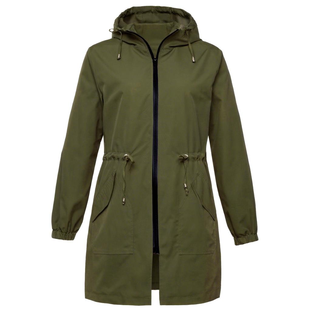 Dámské Outdoorové Sportovní Oblečení Pláštěnky s Kapucí Lehká Venkovní Nepromokavá Větruodolná Bunda s Kapucí Jednobarevná Trenčkotová Bunda Nadměrná Velikost