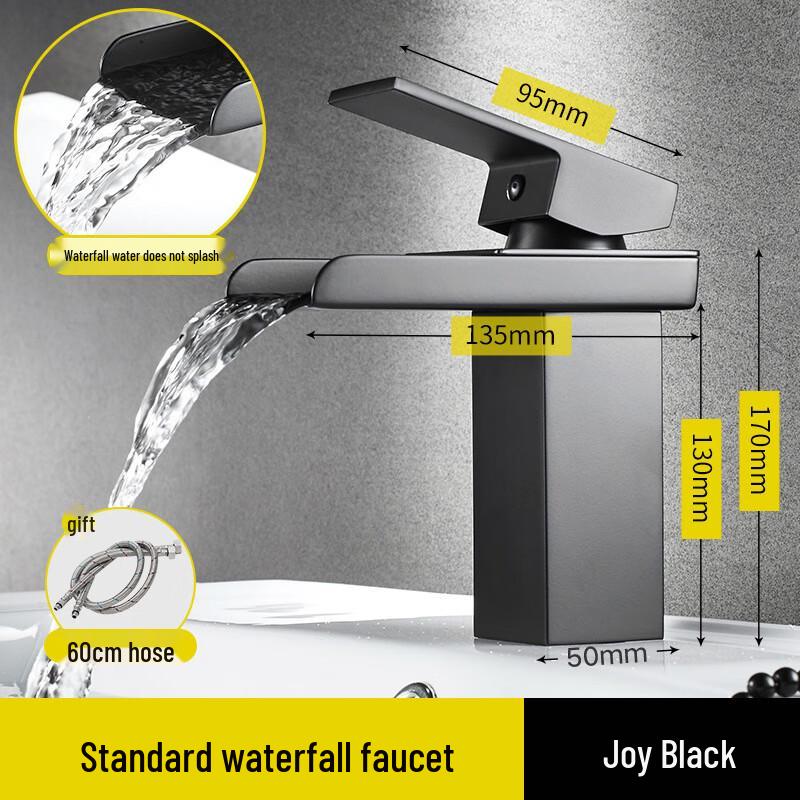 LINGJULI Tall Black Square 304 Stainless Steel Basin Faucet