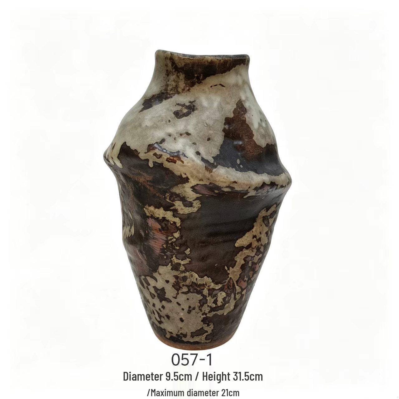 Wabi-sabi Retro Ceramic Vase: Vintage Chinese Style for Living Room Decor and Flower Arrangement
