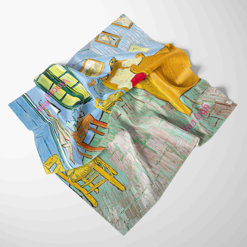 2025 Oil Painting Silk Scarf For Women New Print Female Foulard Scarfs Handle Kerchief Fashion Head Foulard Square Scarves
