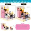 moin moin Scale Dollhouse Miniature DIY Kit Set Bunny House Collection for Beginners Pink Rabbit with Two Size Settings LED Light Acrylic Case