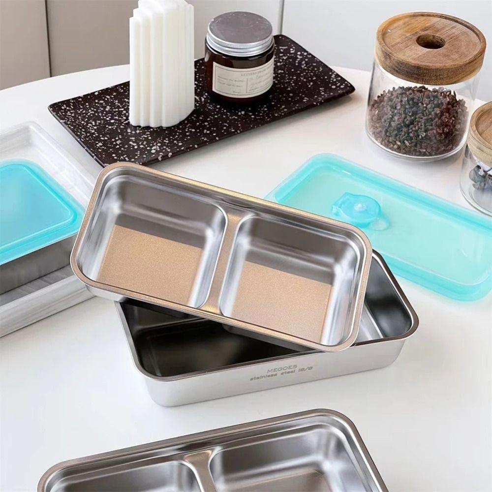 Anti-scalding Stainless Steel Snack Containers Single/Double Compartment Divided Lunch Plate  Dips
