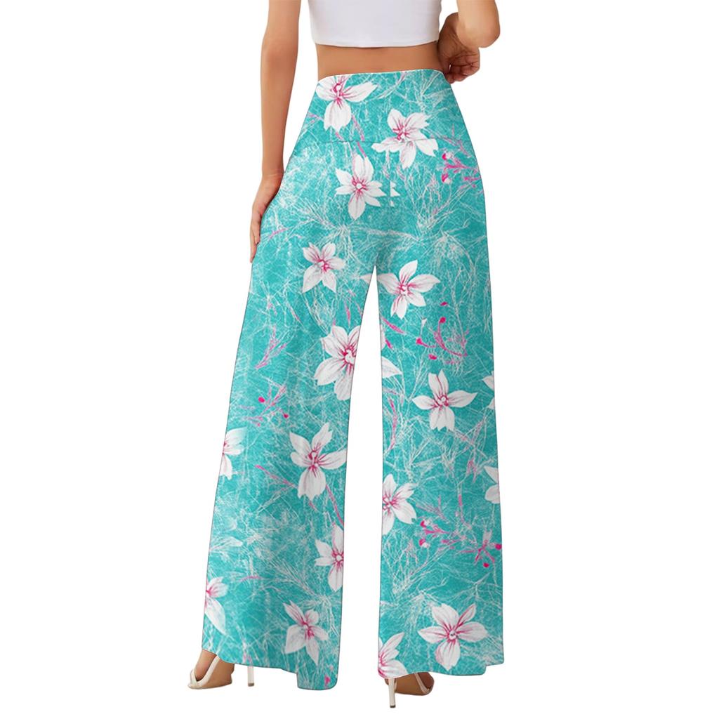 Women's High Waist Wide Leg Flowy Pants with Pockets for Casual Everyday Wear
