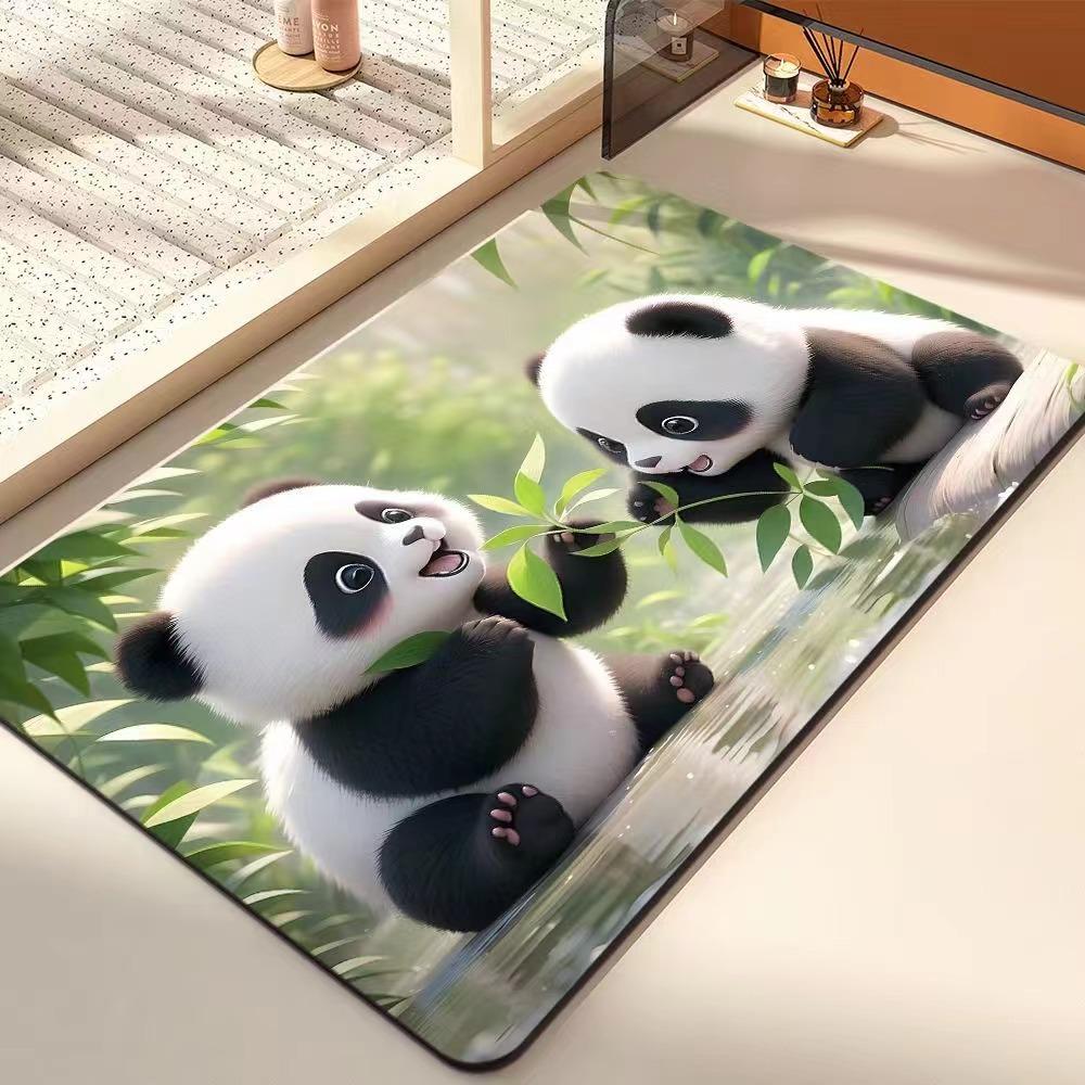 Cartoon Cute Panda Bathroom Floor Mat Household Toilet Non-slip Quick Dry Diatom Mud Door Mat Absorbent Soft Foot Mat