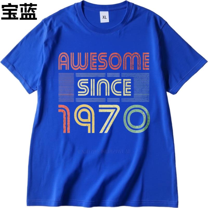 men brand tshirt Oversized summer Unisex tshirt Awesome Since 1970 Retro Design Short Sleeve Comfortable Crew Neck Teeshirt