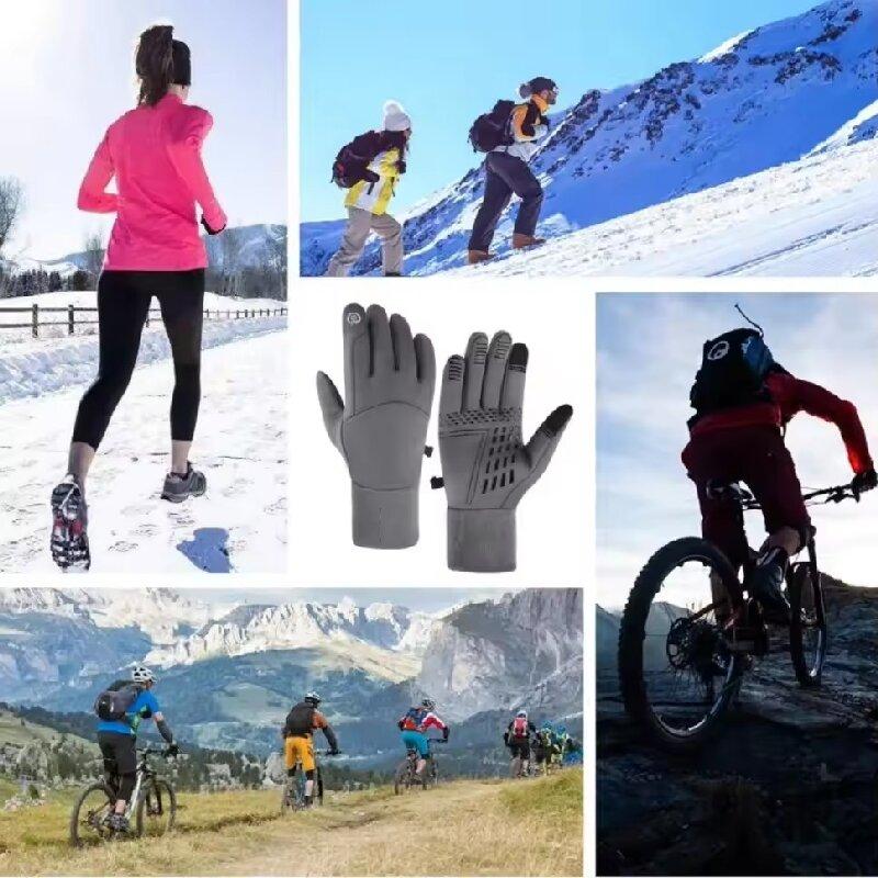 Guantes de otoño e invierno para hombre y mujer, impermeables, resistentes al viento y con pantalla táctil, para deportes al aire libre, cálidos, térmicos, de forro polar, para correr y esquiar.