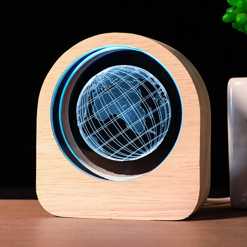 Luminous Crystal Ball Starry Sky Crystal Ball 3d Inner Carving Glowing Night Light Tabletop Ornament Creative Holiday Gift