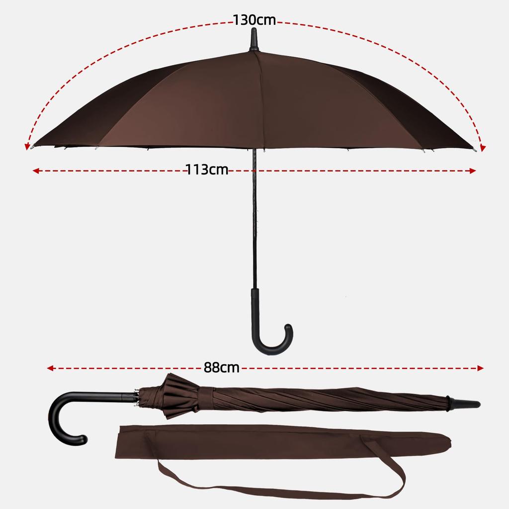 Msentuo and Long Umbrella Umbrella That Can Withstand Heavy Rain and Super Durable Fiberglass Jump Long Rainy Season Typhoon Includes Storage Pouch