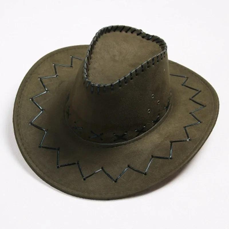 Western Cowboy Style Sun Hats Cowgirls Artificial Suede Wide Brim Leisure Woman Accessories Hats Head Decoration Handsome Hats