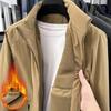 Men's Fleece-Lined Autumn/Winter Sports Windbreaker - Simple, Loose, Fashionable Jacket with High-End Feel